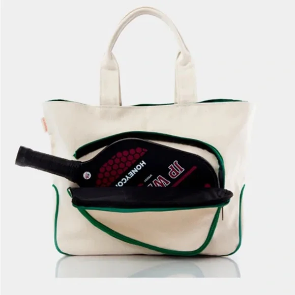 Tuckernuck Cream Canvas Tote with Green Trim for Pickleball. NWOT - Picture 6 of 7